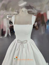 Square Neckline Satin Wedding Gown
