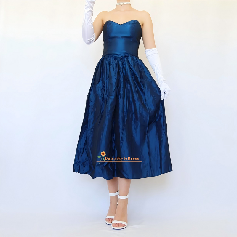 royal blue tea party dress Royal Blue Tea Length Bridesmaid Dresses