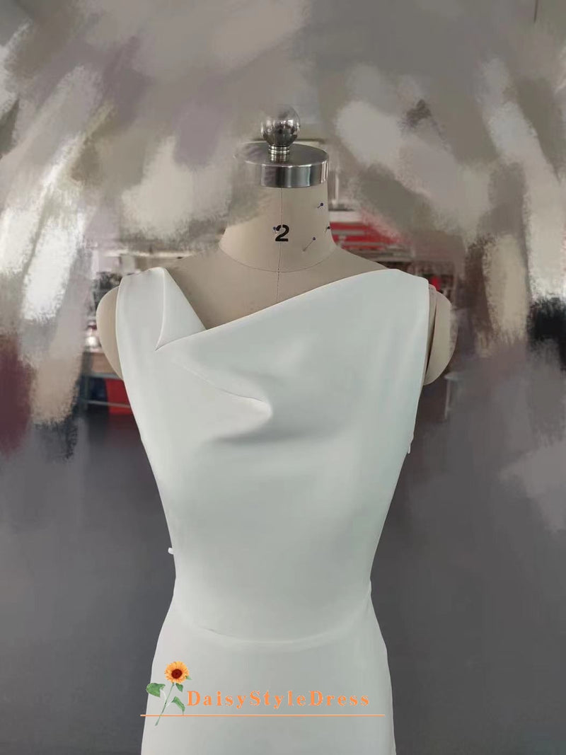 Swing Neck White Wedding Dress