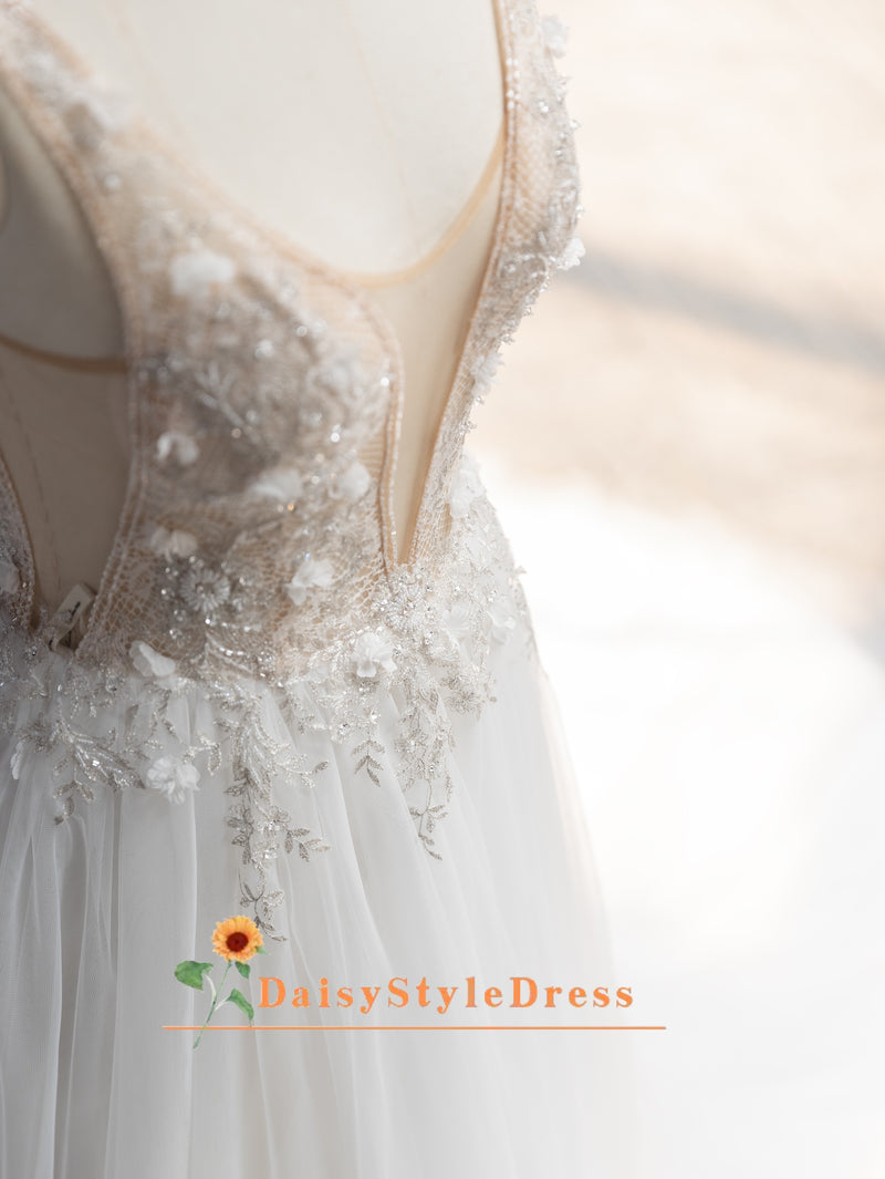 Tulle Handmade Beaded Wedding Dress