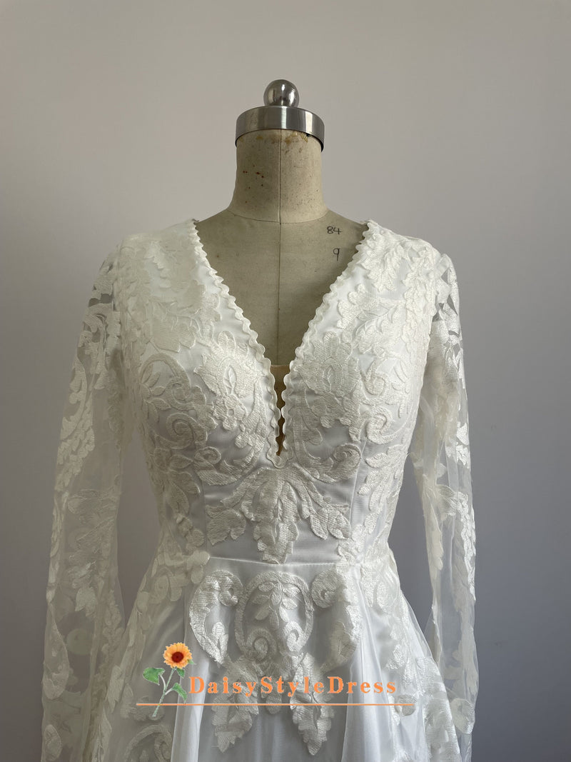 V-Neck Wedding Gown