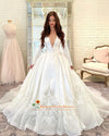 Vintage Modest Long Sleeve V-neck Wedding Dress