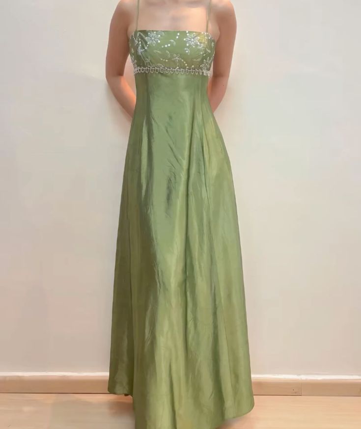 Green Strappy Vintage Party Dress