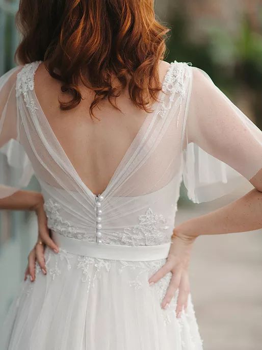 A line Boho Wedding Dress