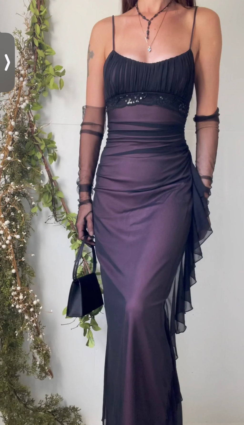 Sheath Black and Purple Vintage Prom Dress