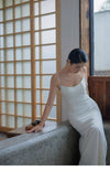 ivory satin wedding dress