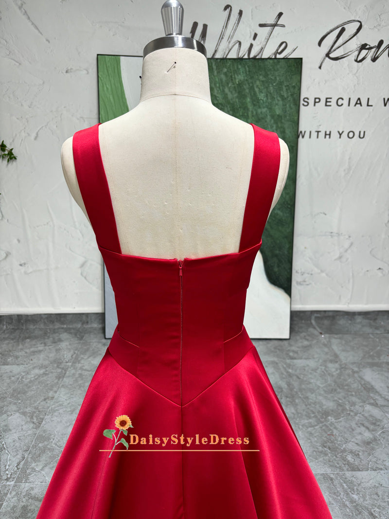 backless red party dress