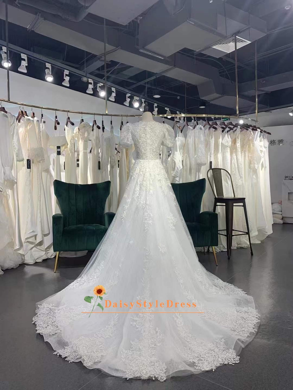 boho lace wedding gown