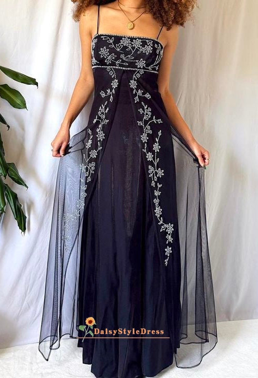 vintage dark navy prom dress