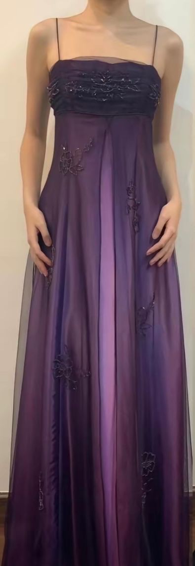 90s Fashion Early 90s Prom Dresses Spaghetti Straps Purple Vintage
