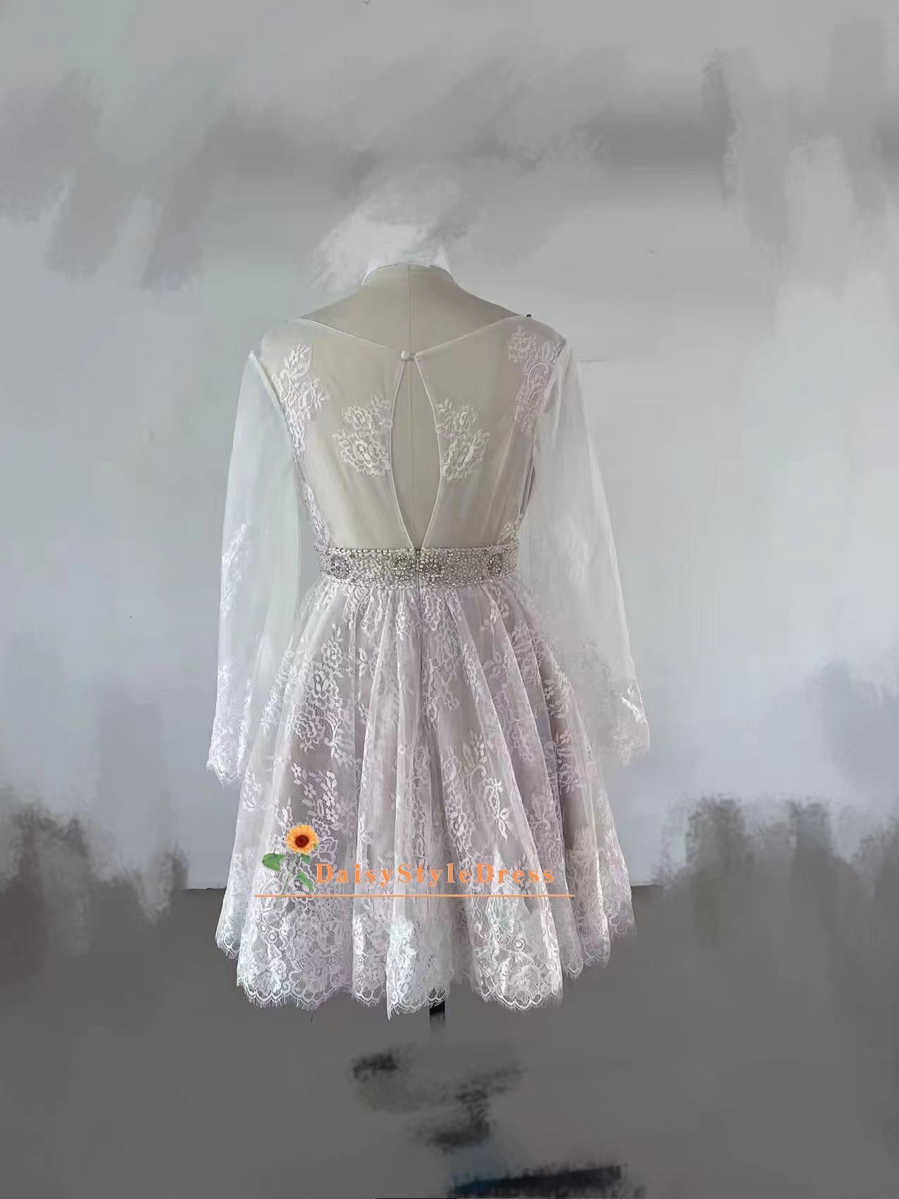 Sexy Long Sleeve Boho Short Wedding Dress – daisystyledress