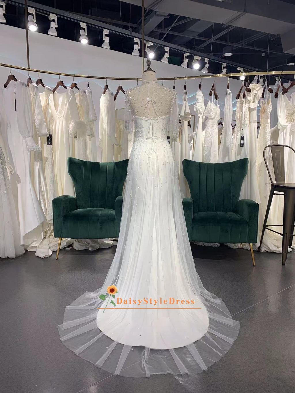 Detachable Two Piece Pearl Wedding Dress