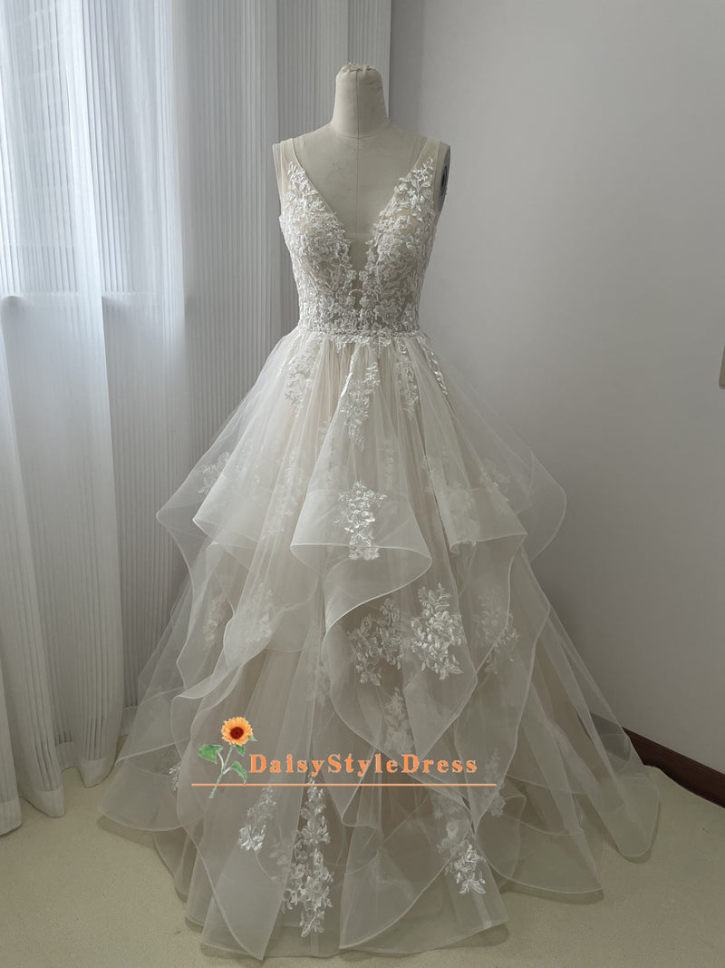 V-back Plus Size Wedding Dress