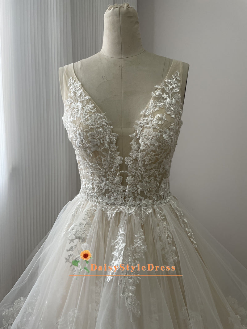 V-back Plus Size Wedding Dress