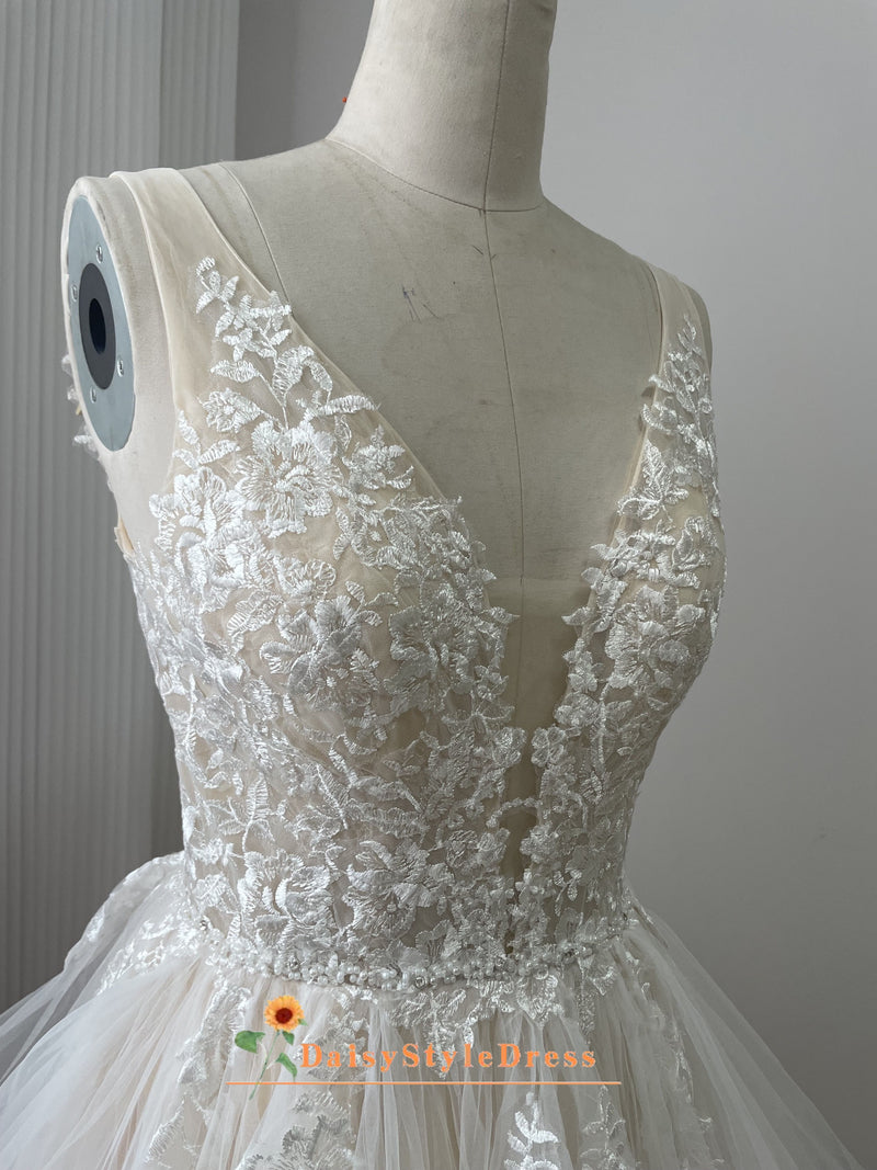 V-back Plus Size Wedding Dress