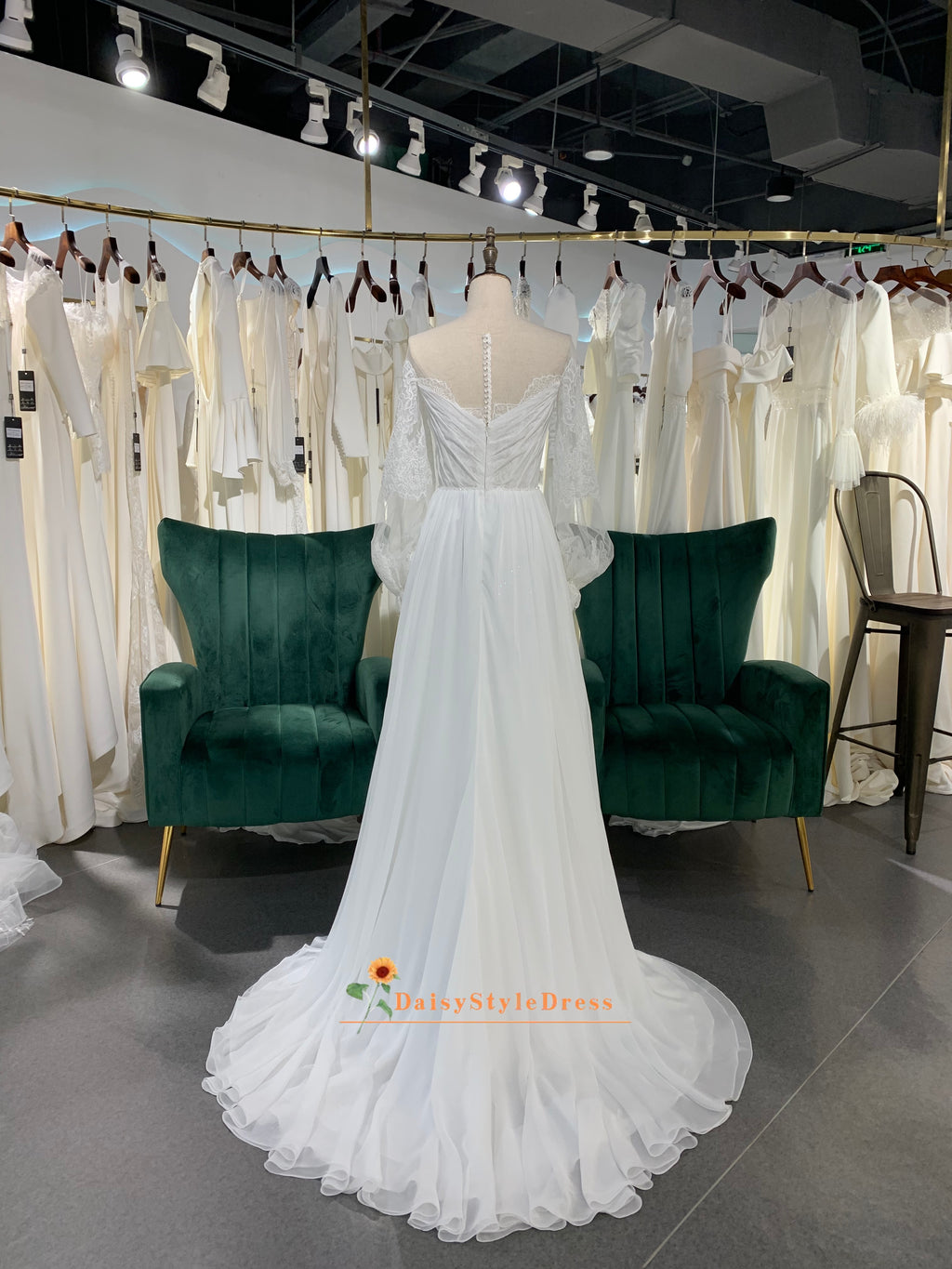 Long Sleeve See-Through Wedding Dress