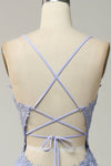 Sexy Back Lavender Lace Prom Dress