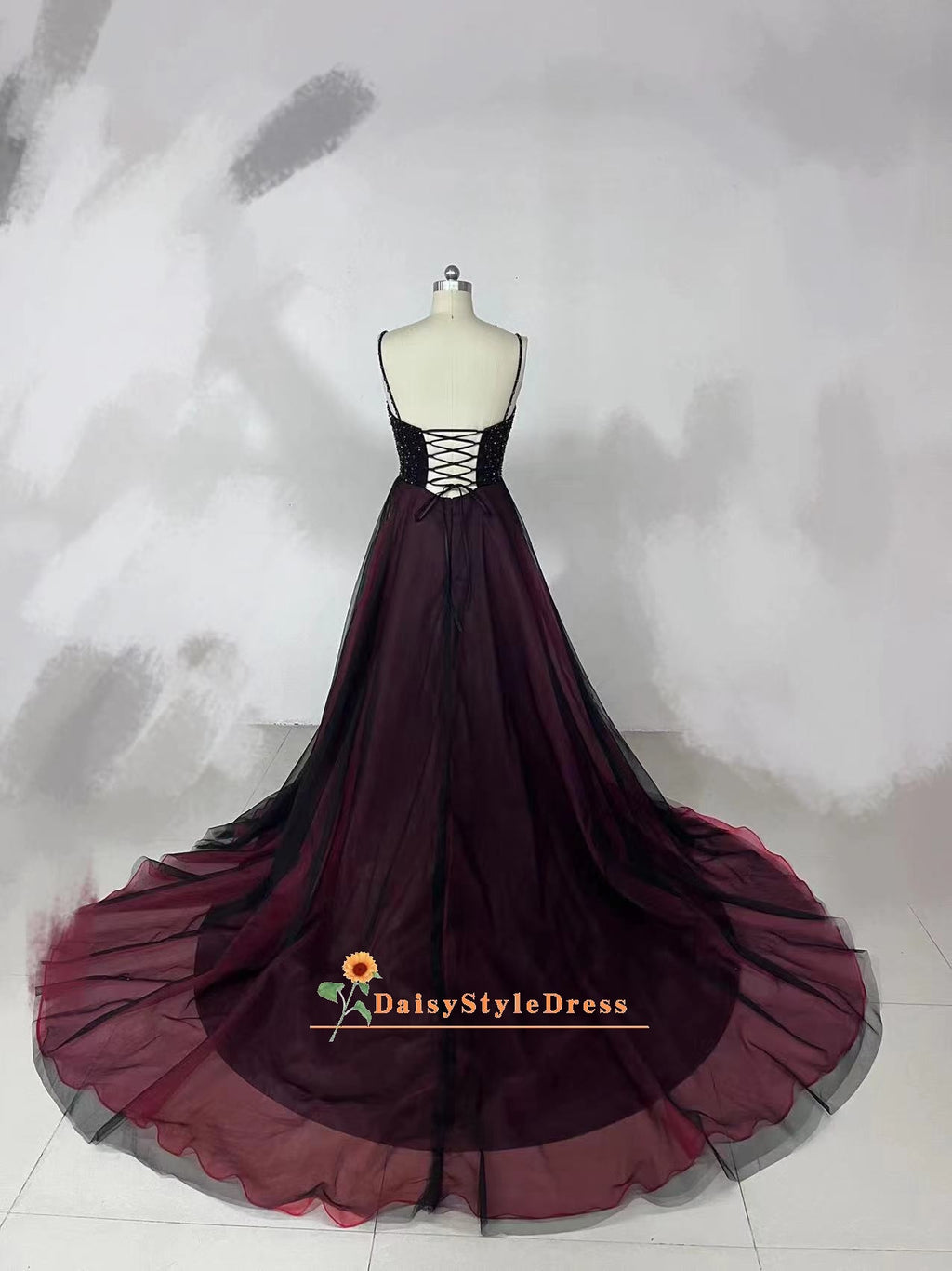 sexy back black and red evening dress