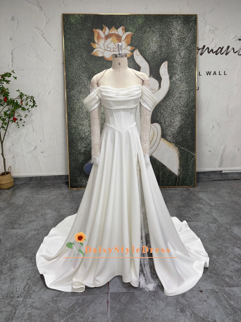 sheer sleeve wedding dress
