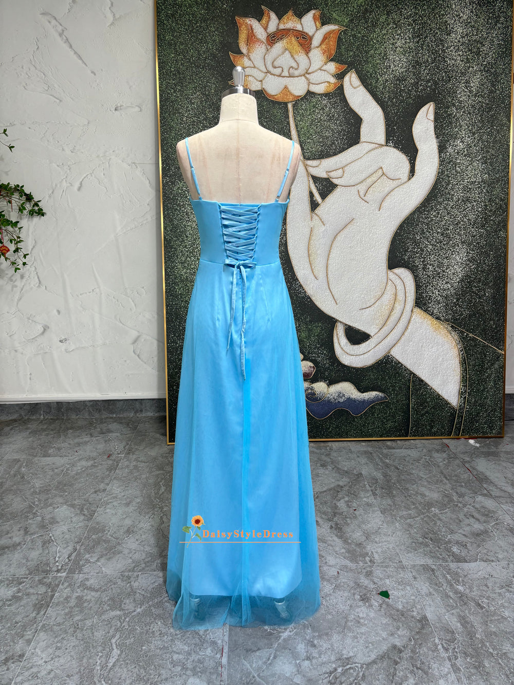 Vintage 90S Beaded Blue Prom Dress daisystyledress Vintage 90S Beaded Blue Prom Dress daisystyledress