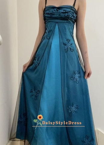 Vintage Blue 90S Prom Dress daisystyledress Vintage Blue 90S Prom Dress daisystyledress