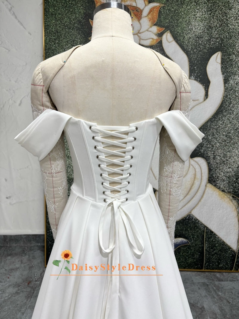vintage criss cross back wedding dress