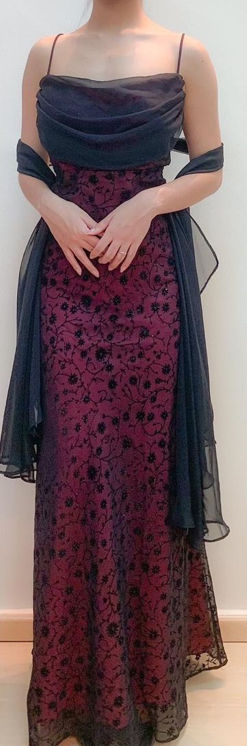Vintage Burgundy Color-Blocked Fitted Halter Square Neck Lace Prom Dress cc4899