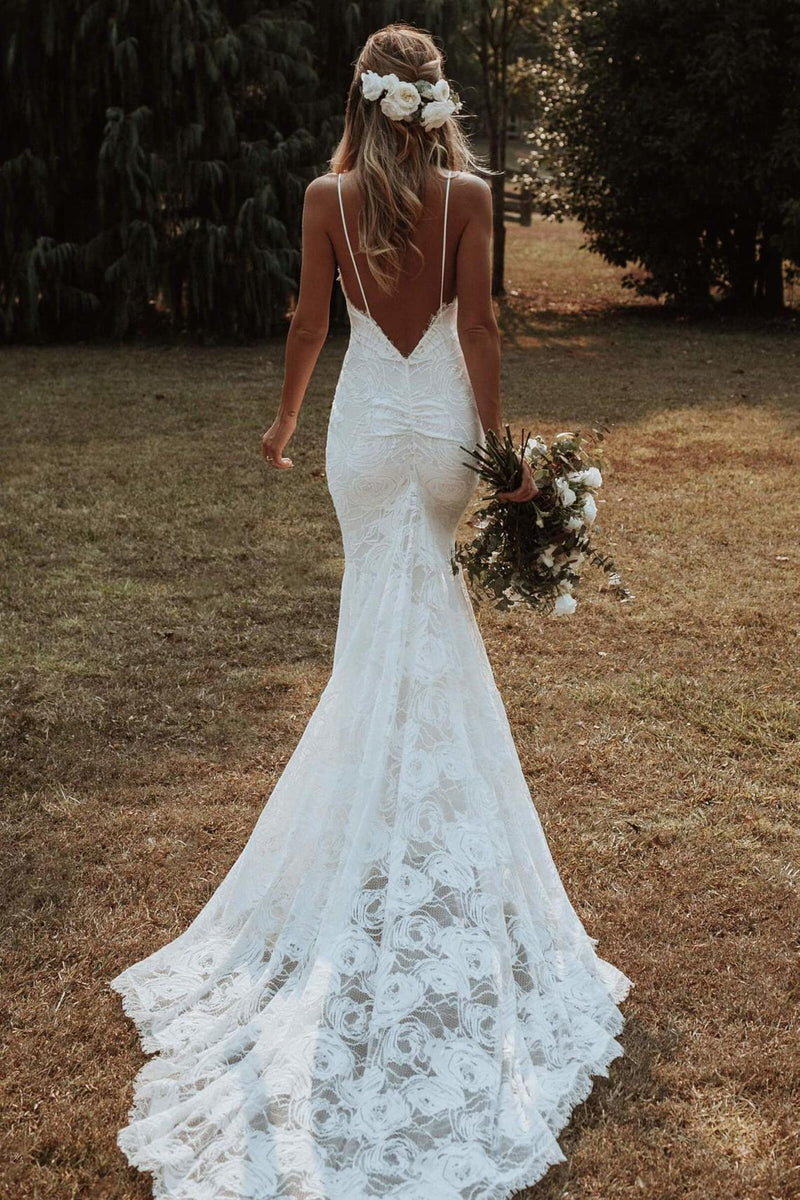 low back fitted wedding dress