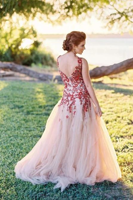 Blush Wedding Dress with Handmade Floral - daisystyledress