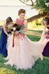 Blush Wedding Dress with Handmade Floral - daisystyledress