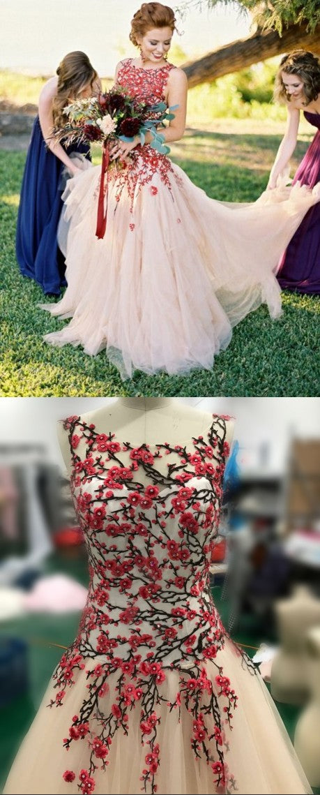 Blush Wedding Dress with Handmade Floral - daisystyledress