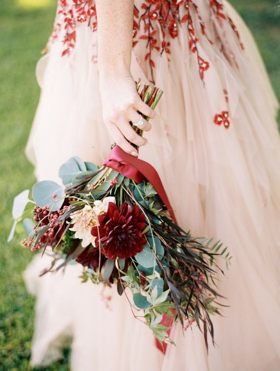 Blush Wedding Dress with Handmade Floral - daisystyledress