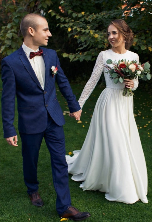 long sleeve modest wedding dress