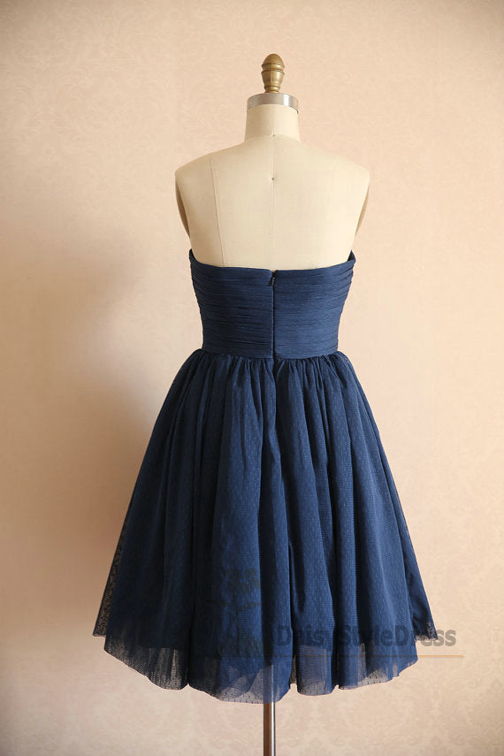 Cute Knee Length Navy Blue Tulle Homecoming Dress - daisystyledress
