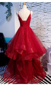 Fashion Spaghetti Straps Ball Gown Dark Red Prom Dress - daisystyledress