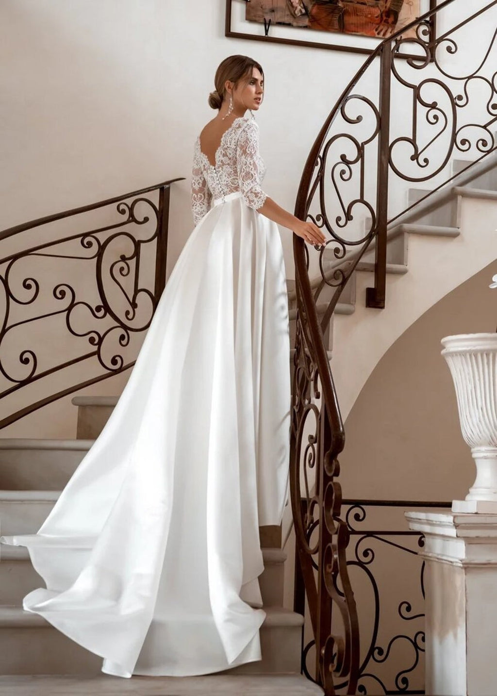 v-back lace wedding dress