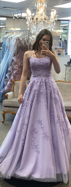 Gorgeous Lavender A-Line Long Formal Dress with Appliques – FancyVestido