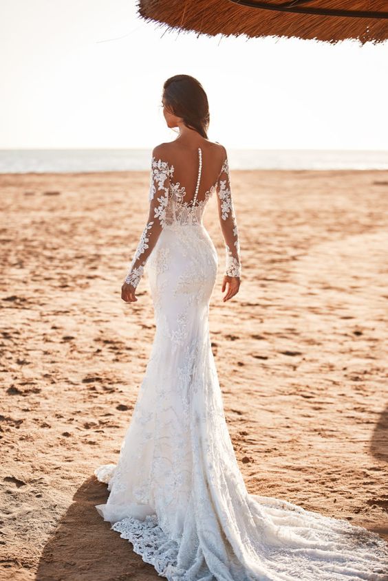 illusion back wedding dress