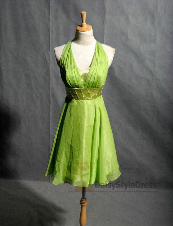 Knee Length Halter Neckline Light Green Homecoming Dress daisystyledress Knee Length Halter Neckline Light Green Homecoming Dress daisystyledress