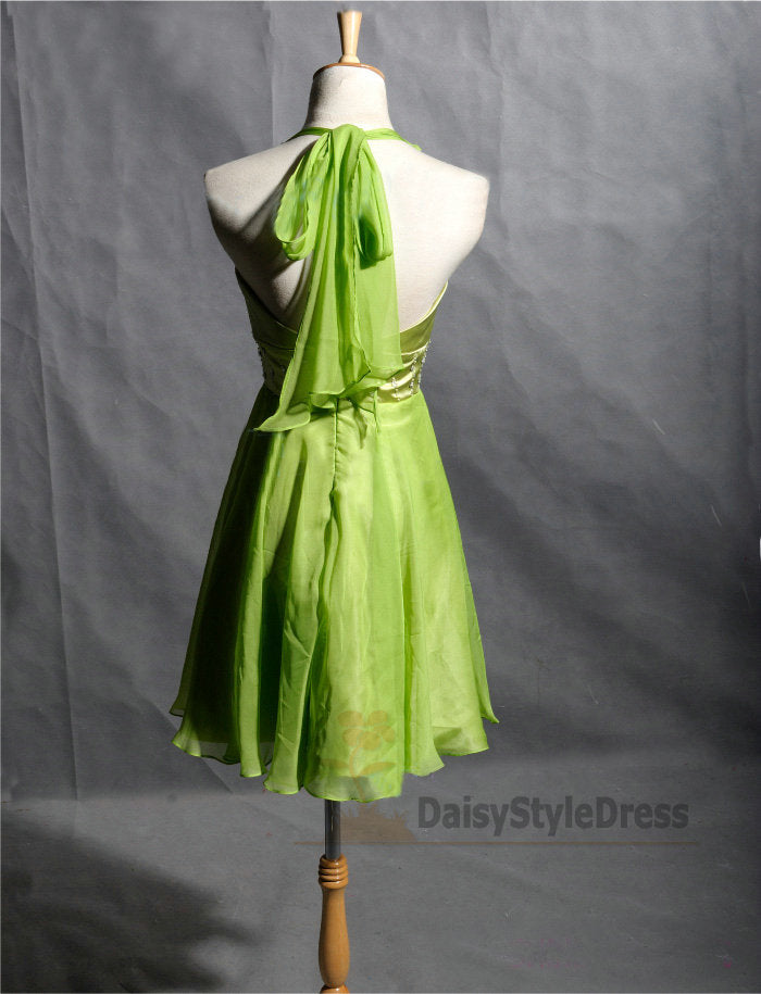 Knee Length Halter Neckline Light Green Homecoming Dress daisystyledress Knee Length Halter Neckline Light Green Homecoming Dress daisystyledress