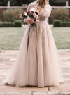 Long Sleeve Lace Low Back Plus Size Wedding Dress - daisystyledress
