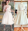 Informal Tea Length Long Sleeve Vintage Wedding Dress - daisystyledress