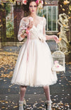 Informal Tea Length Long Sleeve Vintage Wedding Dress - daisystyledress