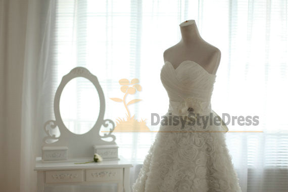 Informal Short Wedding Dress with Handmade Floral Skirt - daisystyledress