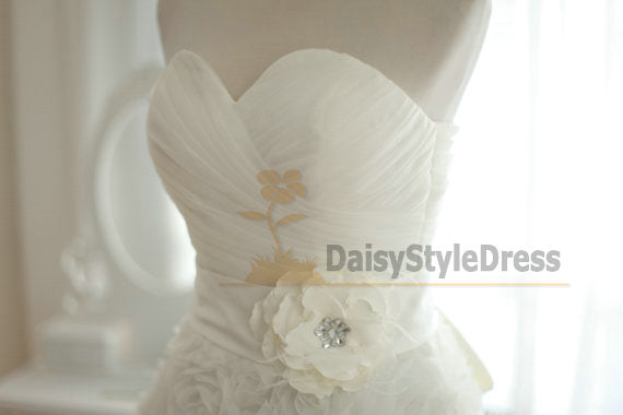 Informal Short Wedding Dress with Handmade Floral Skirt - daisystyledress