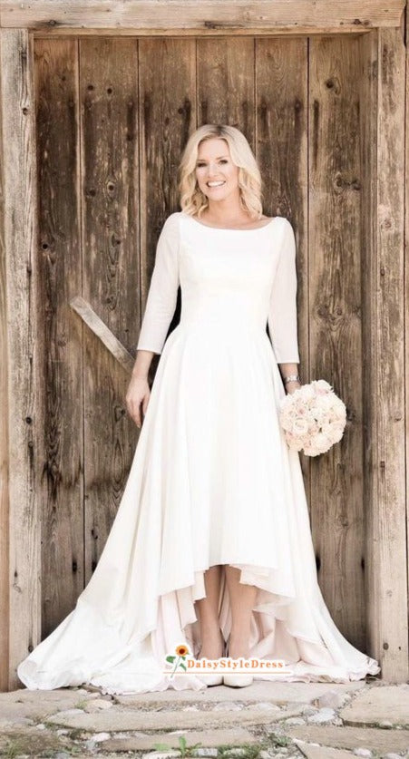 Long Sleeve High Low Wedding Dress