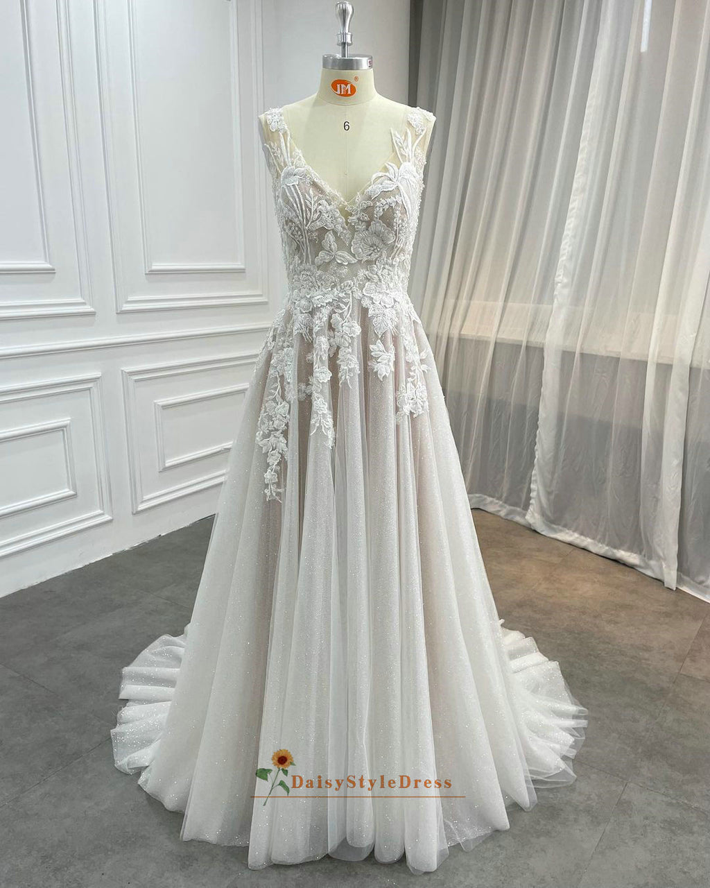 a line lace wedding dress