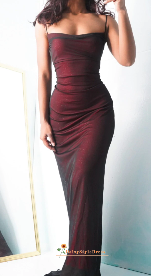 Fit-Flare Square Neckline Black and Red Sparkle Prom Dress daisystyledress Fit-Flare Square Neckline Black and Red Sparkle Prom Dress daisystyledress
