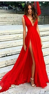 Sexy Slit Red Long Prom Dress - daisystyledress