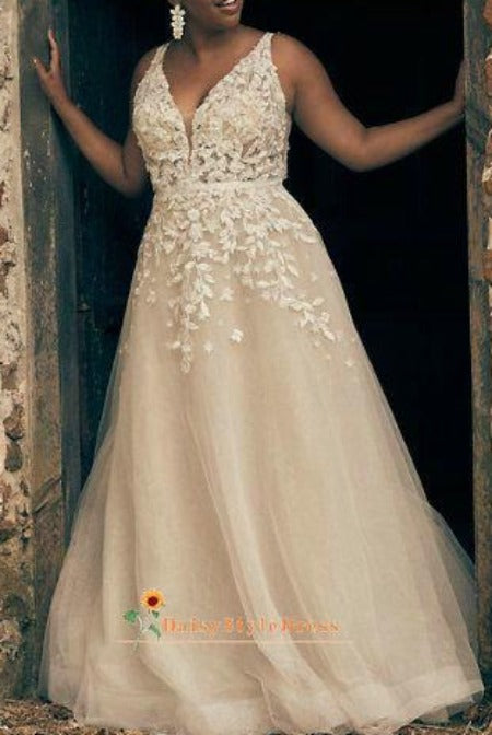 v-back lace wedding dress